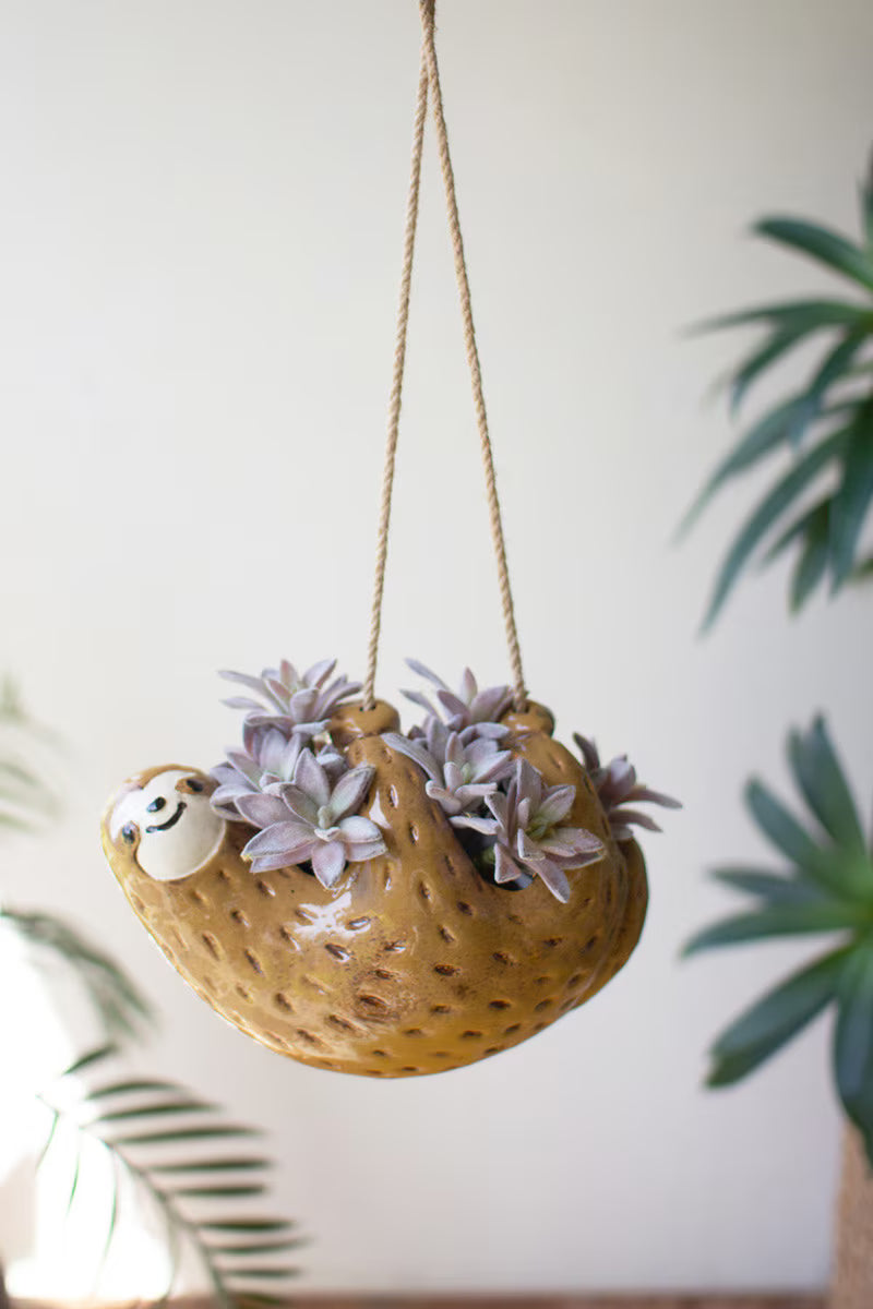 Ceramic Hanging Sloth Planter (Min 2) By Kalalou