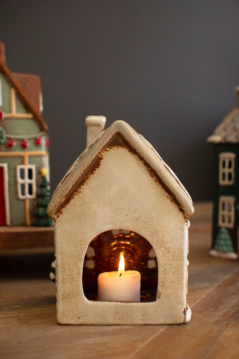 Set Of Four Ceramic Christmas Village By Kalalou