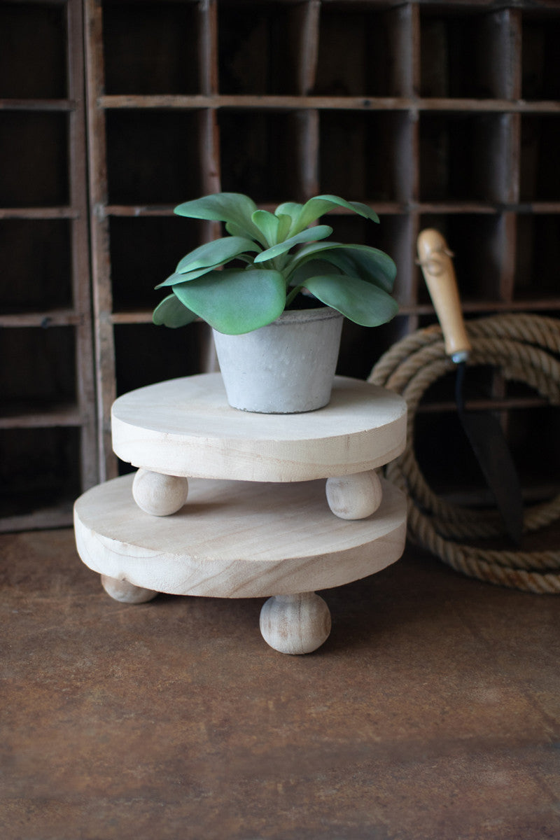 Round Wooden Risers With Ball Feet (Min 2) Set Of 2 By Kalalou | Ornaments | Modishstore - 3
