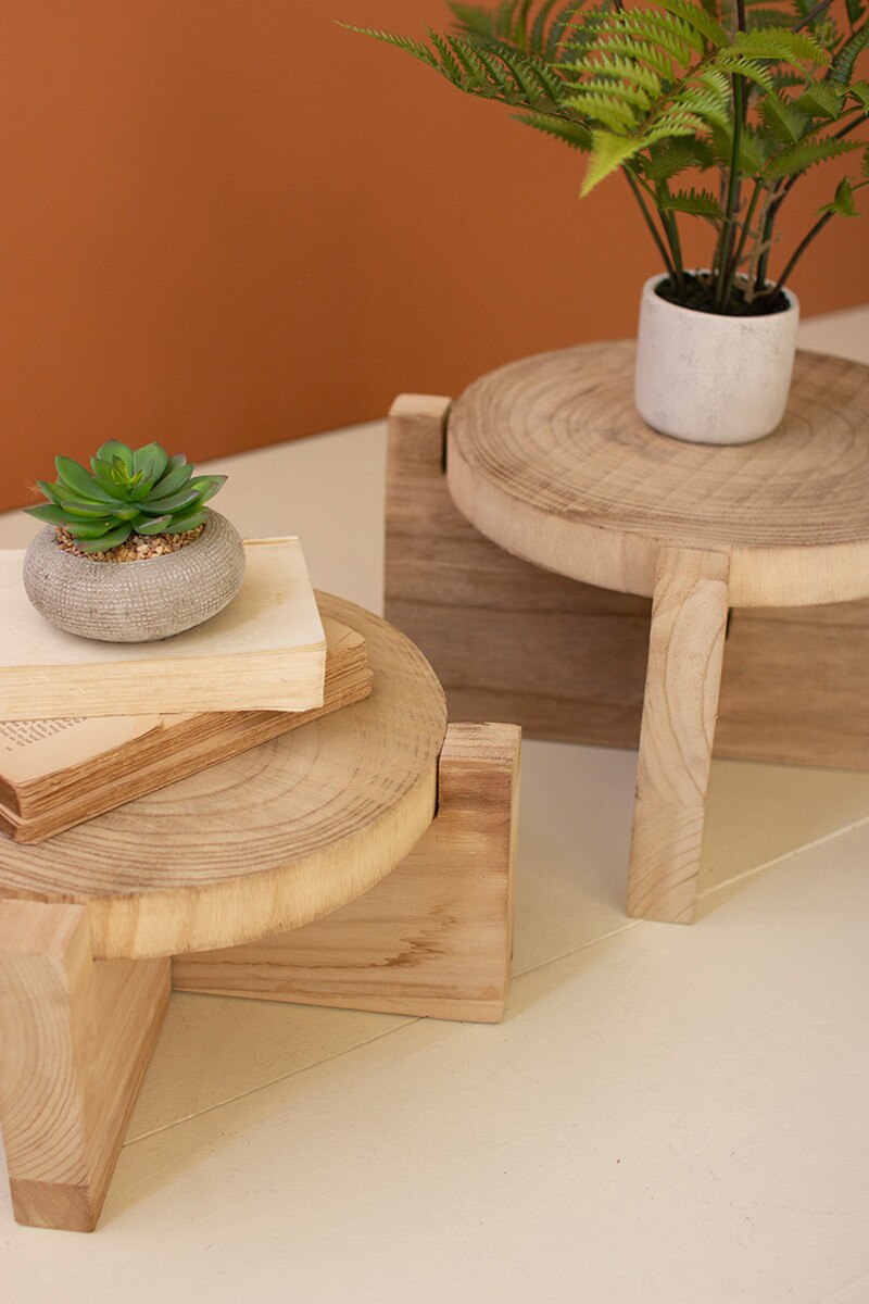 Set Of Two Wooden Display Stools (Min 2) By Kalalou