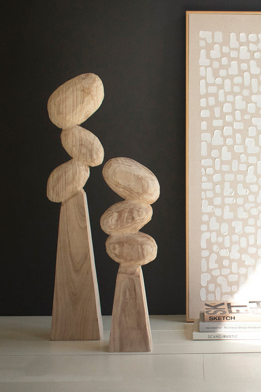 Wooden Table Top Sculptures Set Of 2 By Kalalou | Sculptures | Modishstore