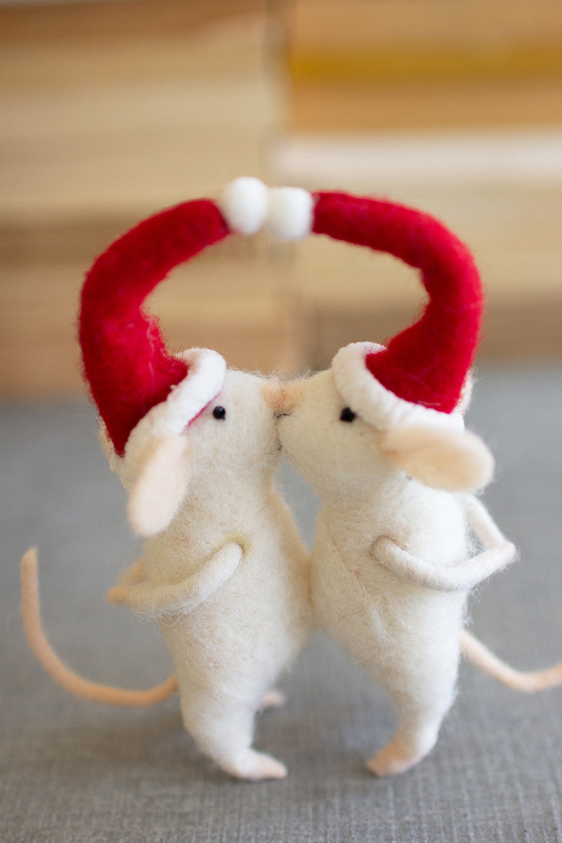 Kissing Felt Christmas Mice (Min 2) By Kalalou | Ornaments | Modishstore - 3