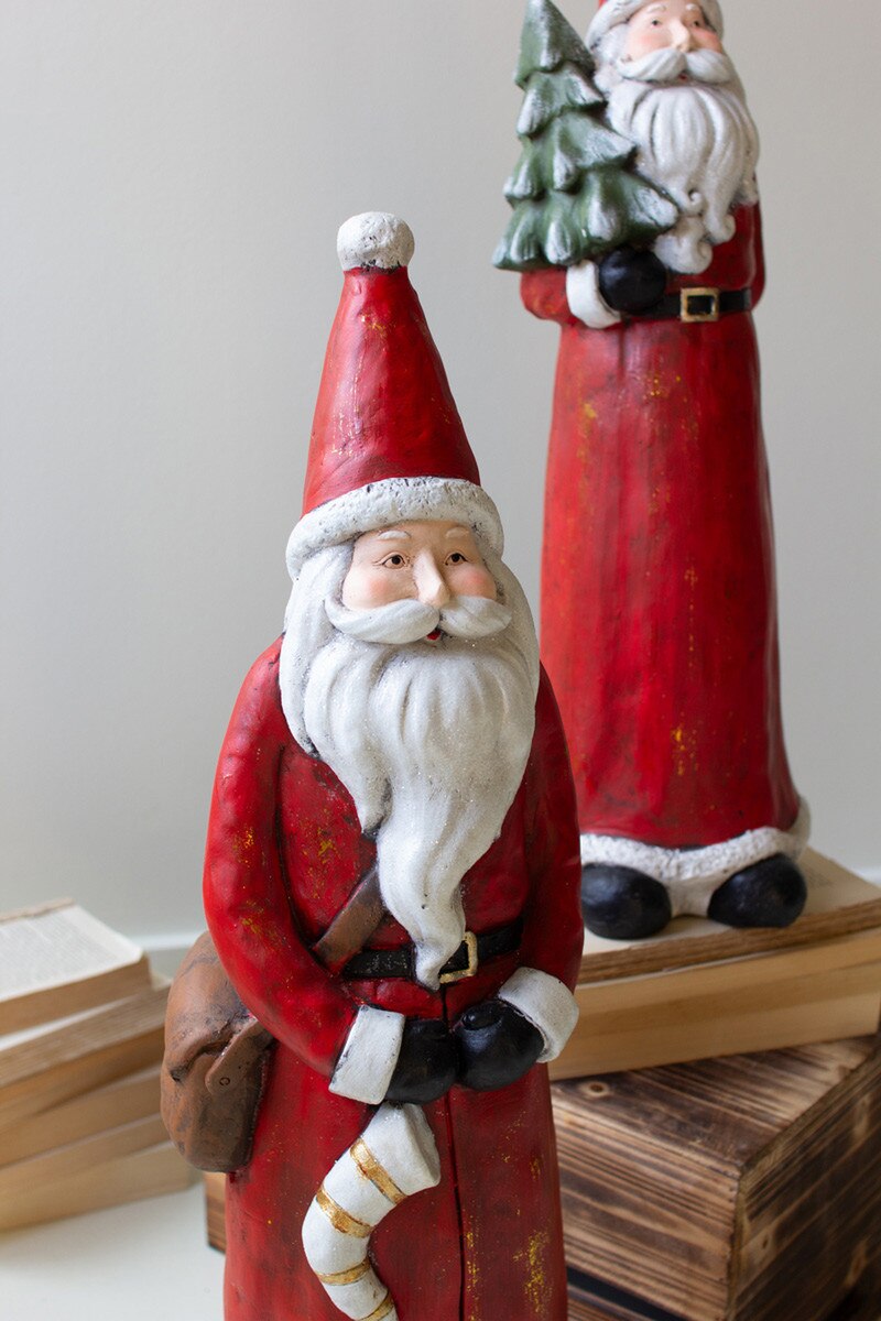Set Of Two Resin Santas By Kalalou