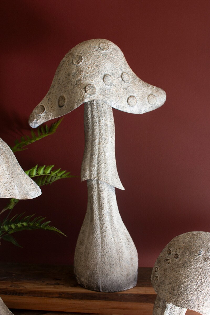 Set Of Three Rustic Metal Mushrooms By Kalalou