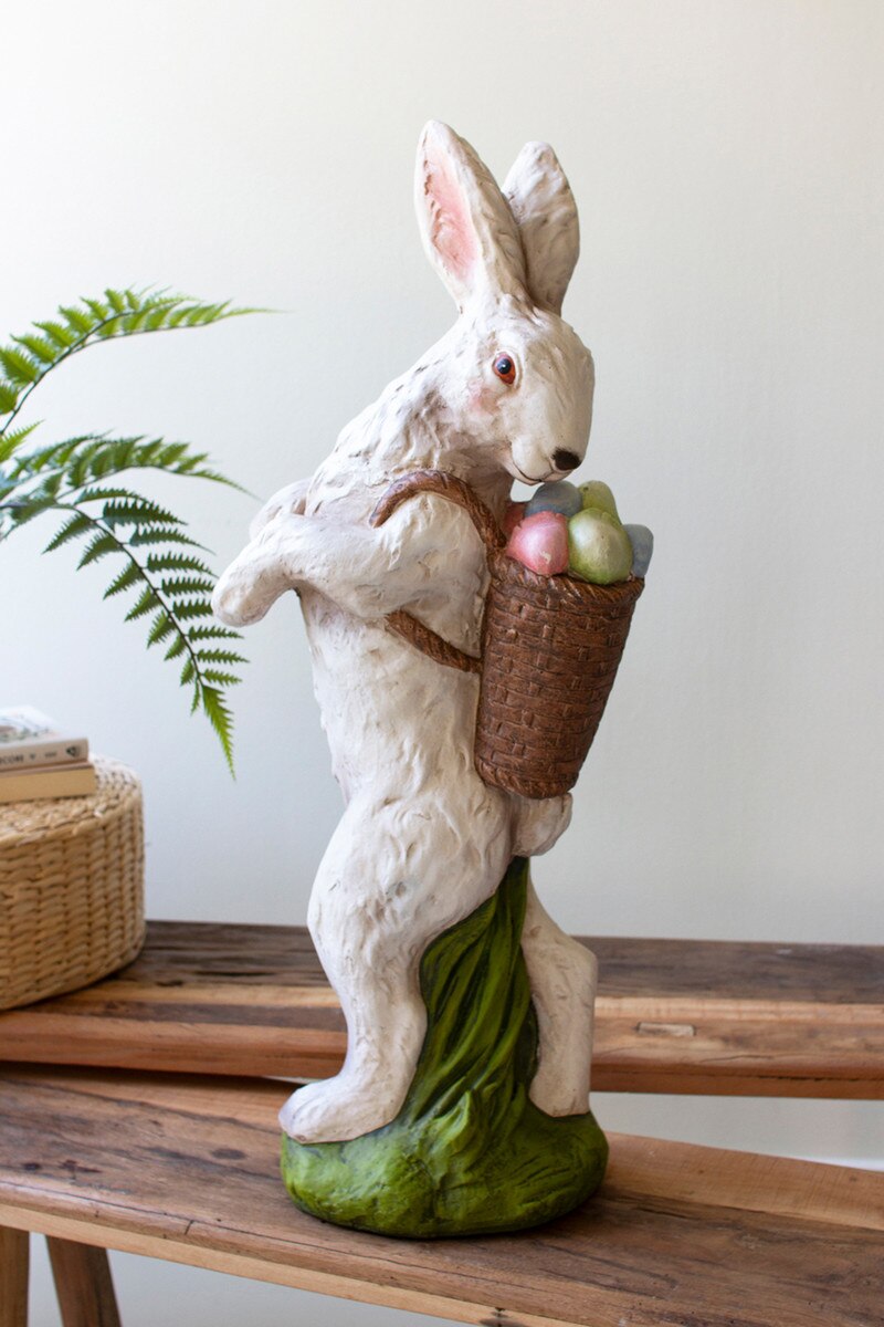 Resin Easter Bunny - Basket With Eggs By Kalalou