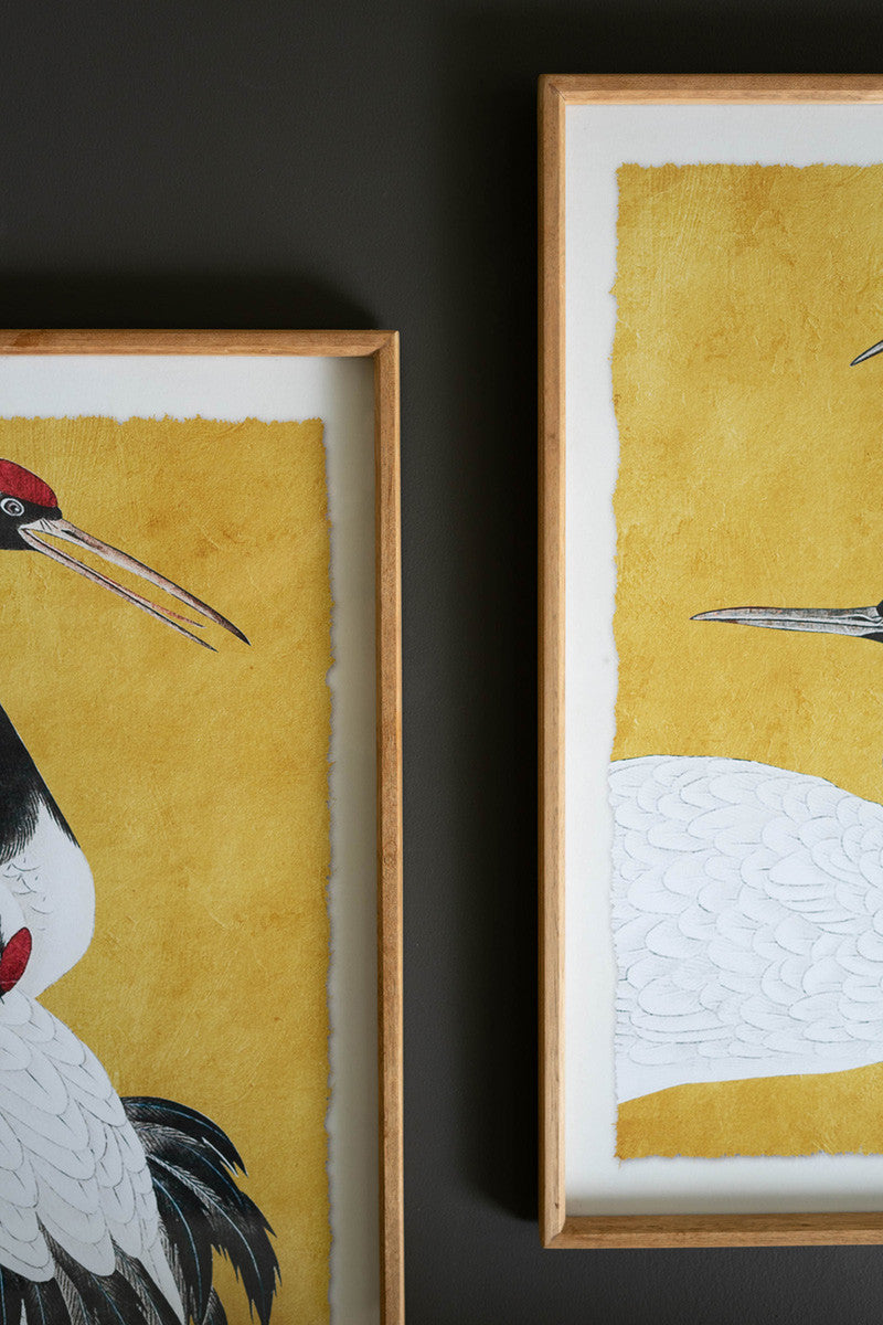 Set 2 Framed Prints Under Glass -Black White And Red Herons By Kalalou | Wall Painting | Modishstore - 3