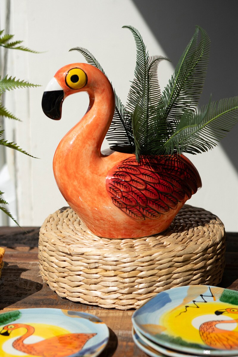Ceramic Flamingo Vase (Min 2) By Kalalou