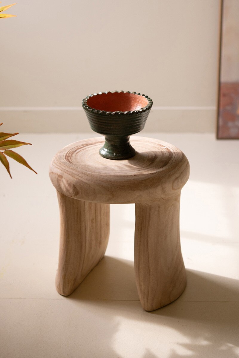 Carved Wooden Stool By Kalalou