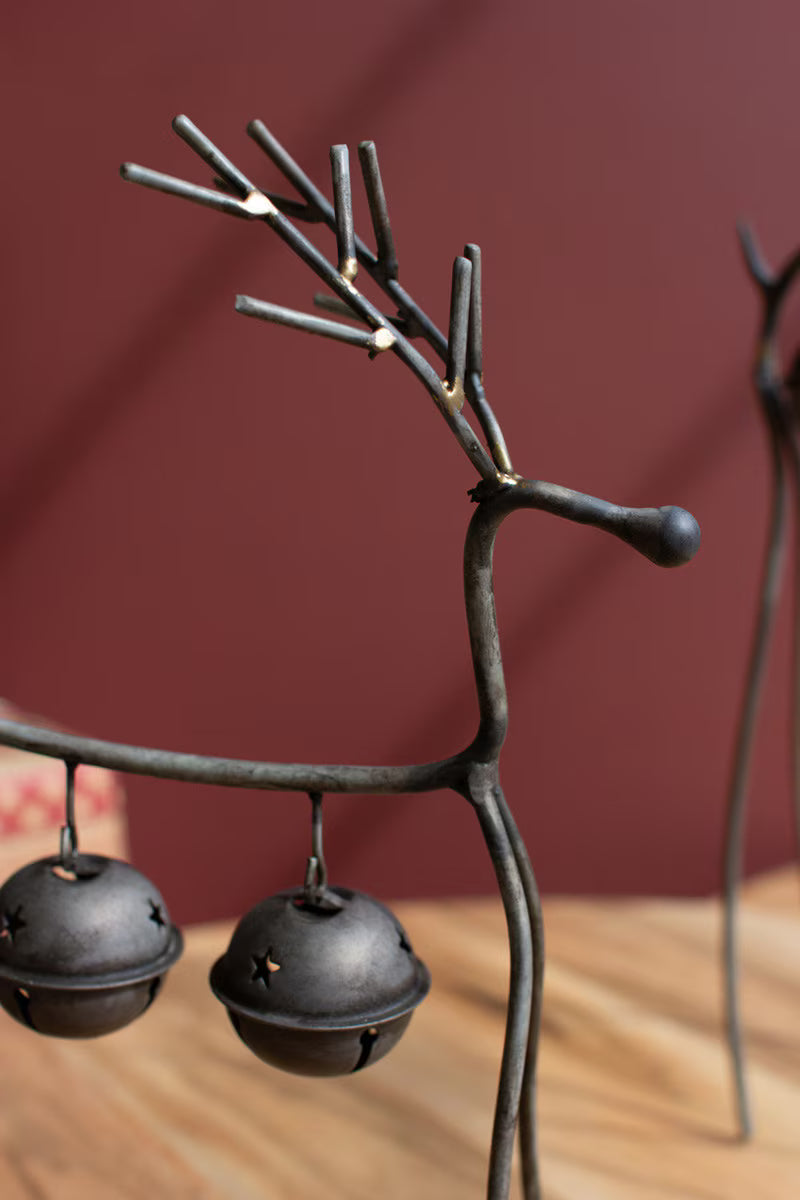 Set Of Two Wire Reindeer With Bells By Kalalou