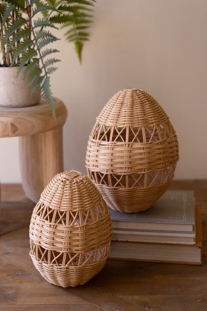 Set Of Two Rattan Easter Eggs (Min 2) By Kalalou