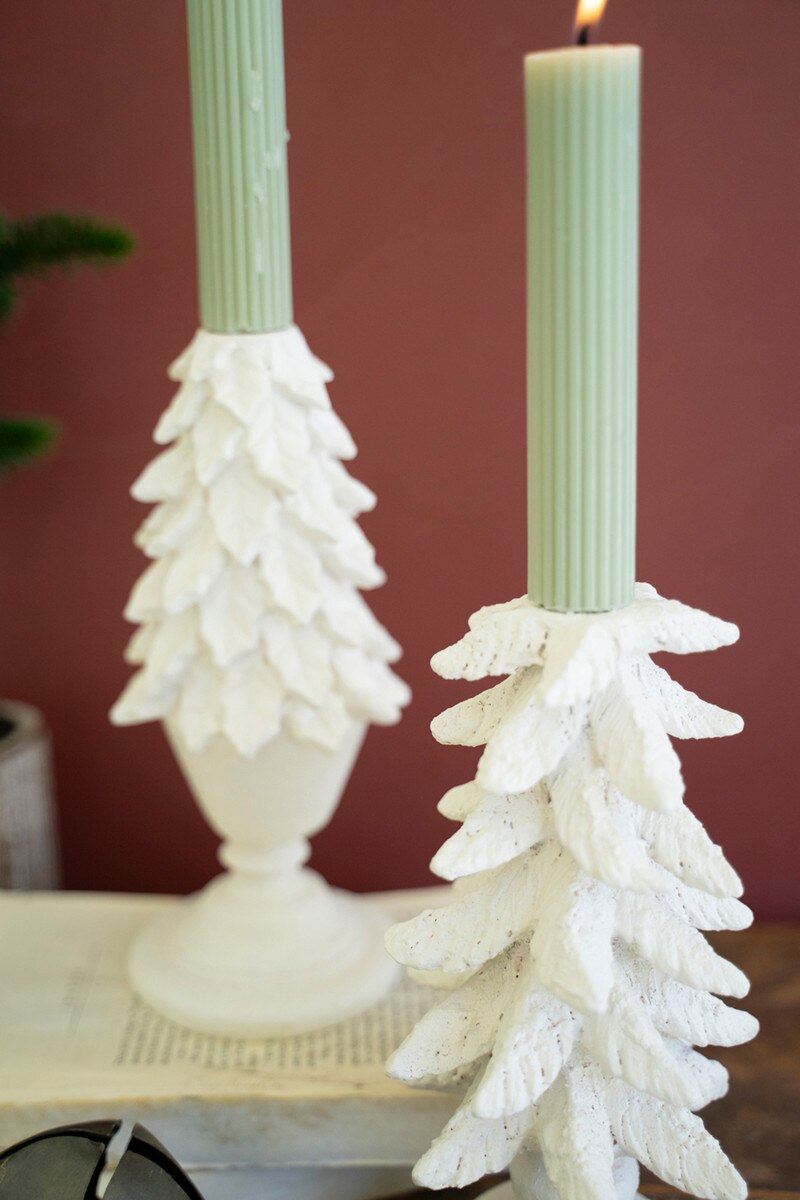 Set Of Two Poly Resin Christmas Tree Candle Holders (Min 2) By Kalalou