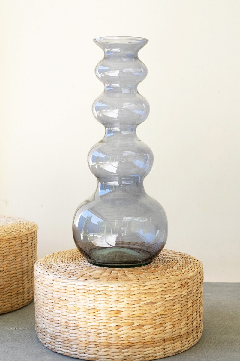 Large Glass Bubble Vase - Blue By Kalalou | Vases | Modishstore - 4