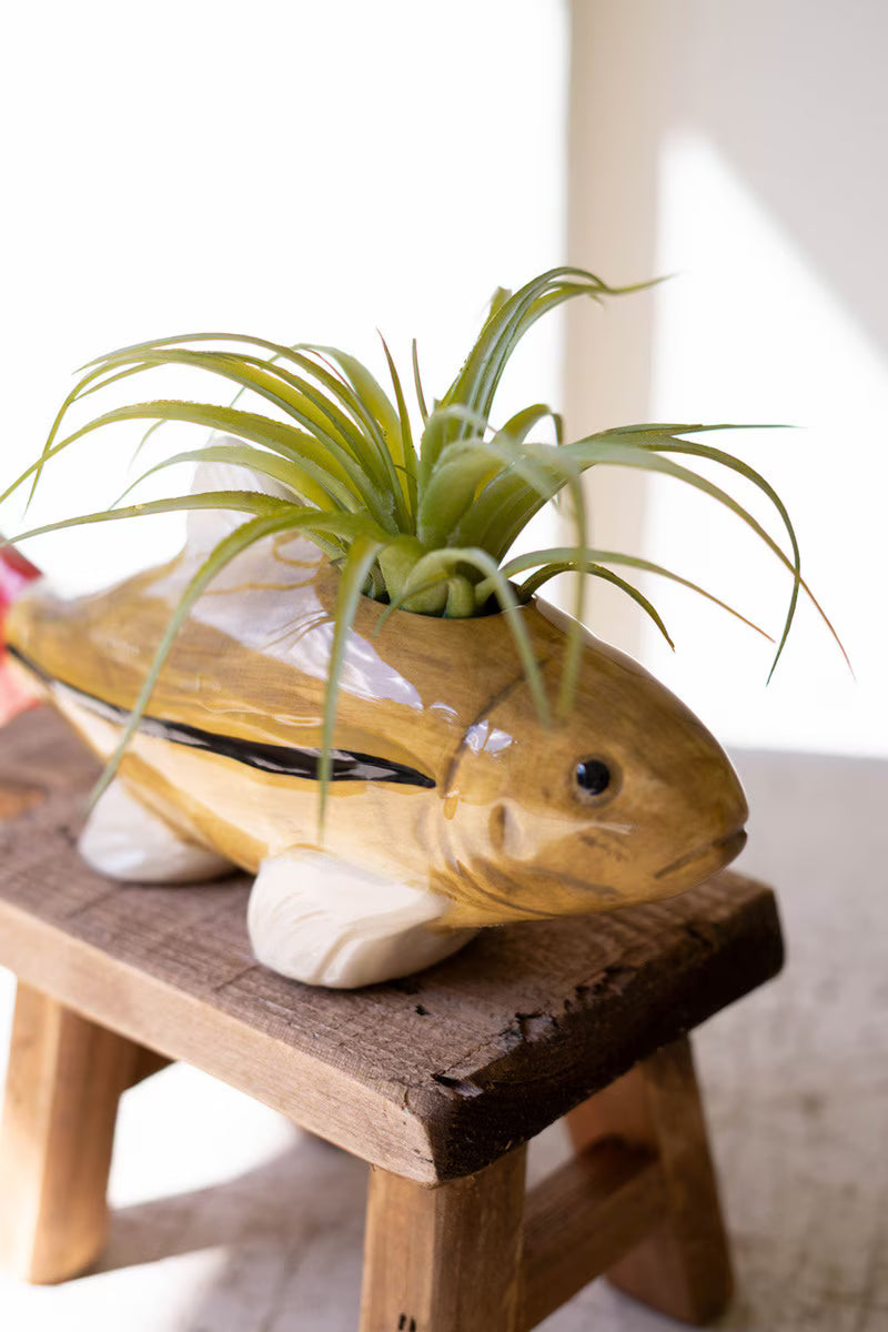 Set Of Two Ceramic Fish Vases By Kalalou