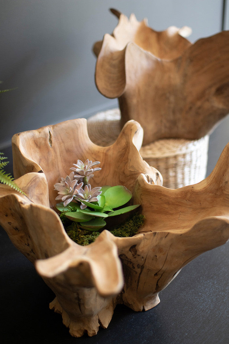 Blooming Teak Root Bowl By Kalalou | Decorative Bowls | Modishstore - 4