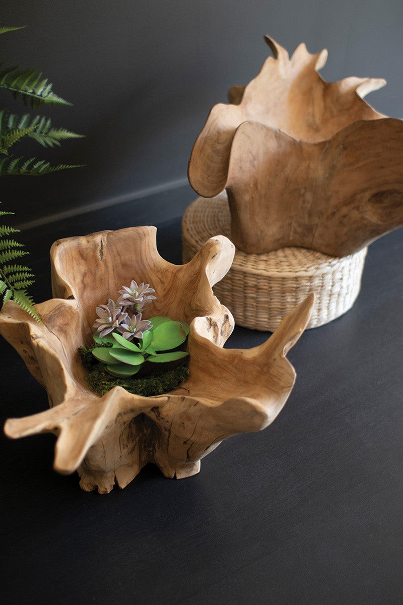 Blooming Teak Root Bowl By Kalalou | Decorative Bowls | Modishstore - 3