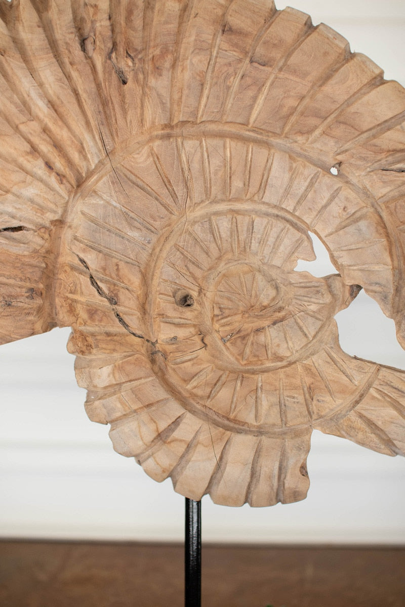 Teak Nautilus Shell On A Stand By Kalalou | Stands | Modishstore - 2