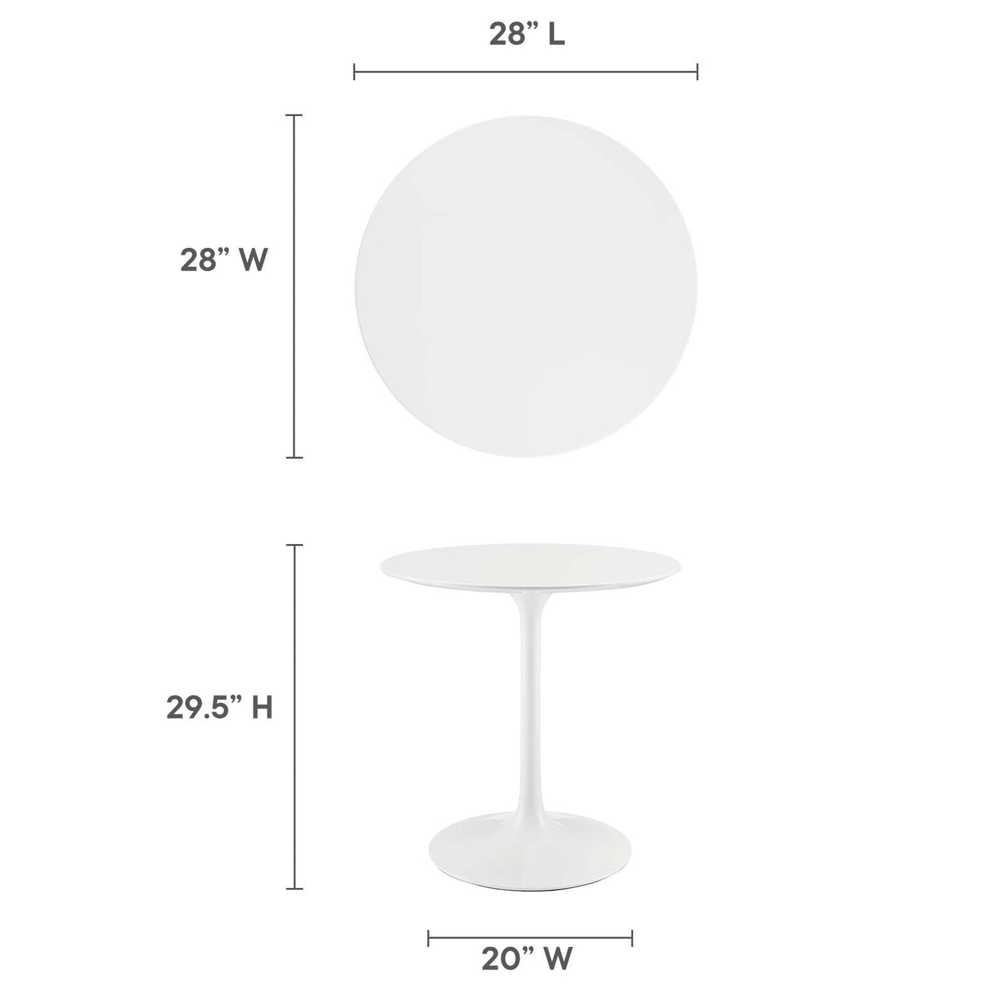 Modway Lippa 28" Round Wood Top Dining Table - White - EEI-1115 | Dining Tables | Modishstore - 11