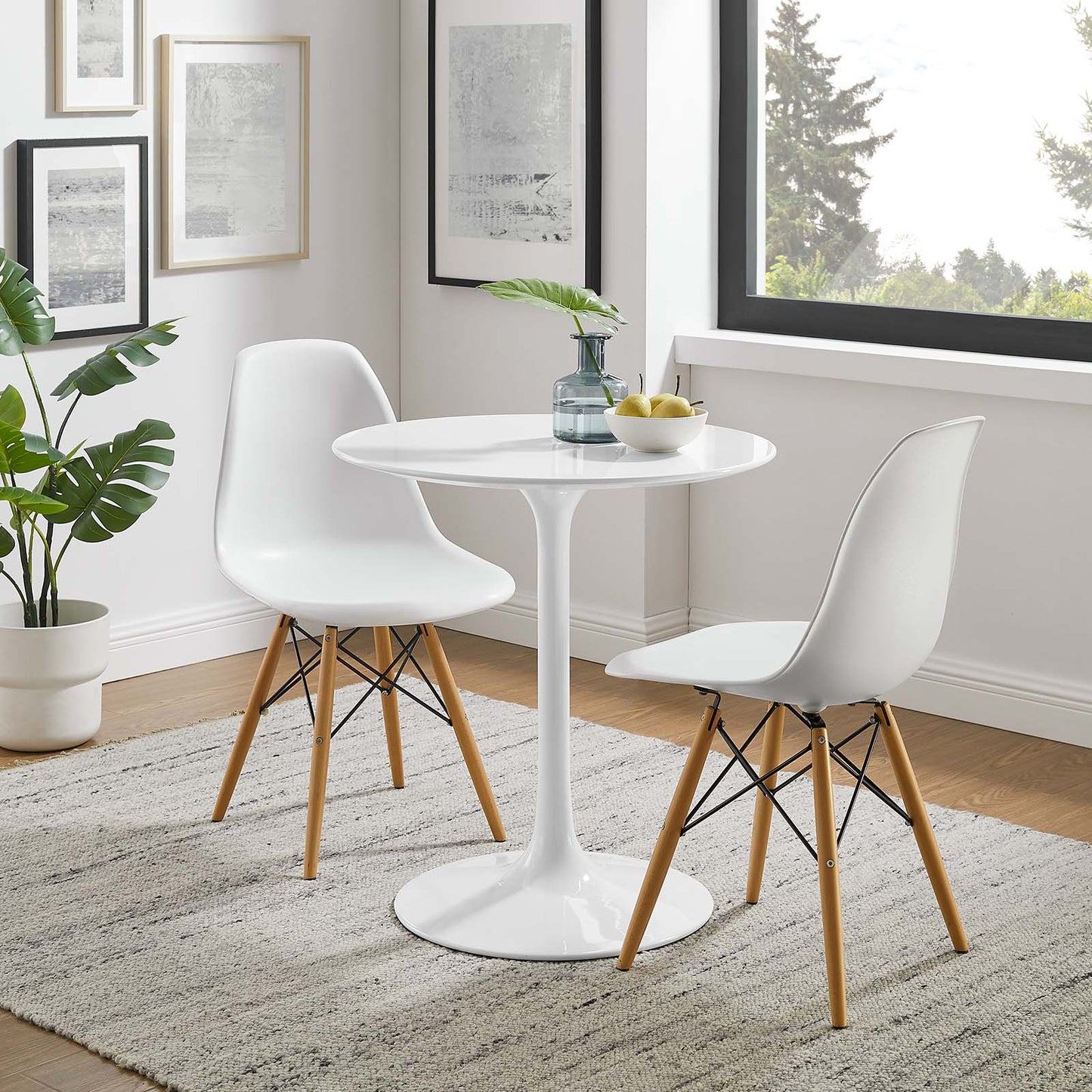 Modway Lippa 28" Round Wood Top Dining Table - White - EEI-1115