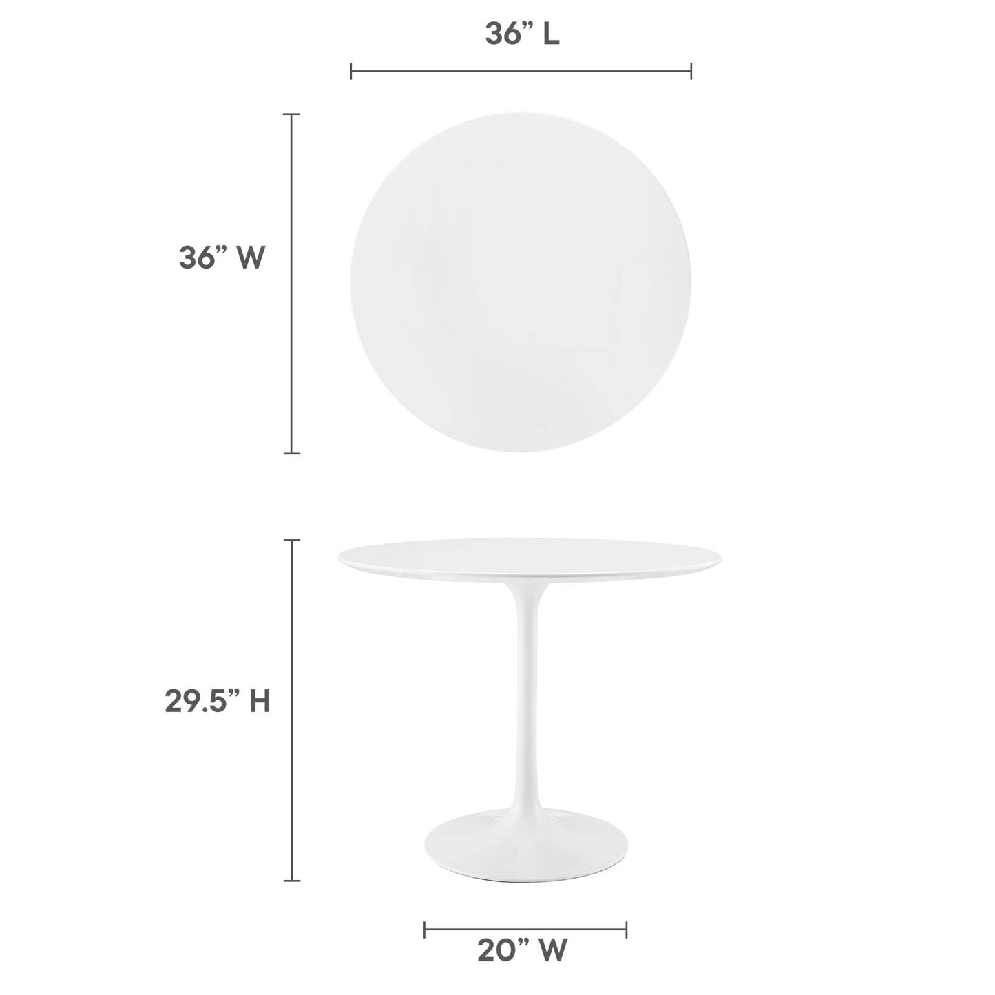 Modway Lippa 36" Round Wood Top Dining Table in White - EEI-1116 | Dining Tables | Modishstore - 11