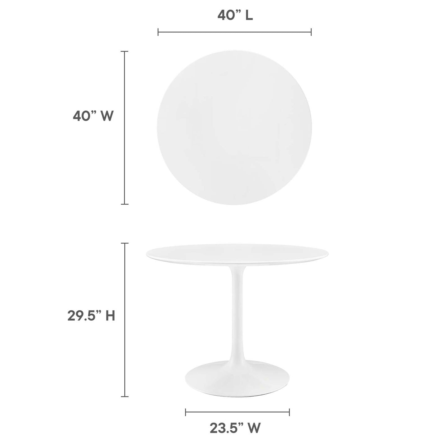Modway Lippa 40" Round Wood Top Dining Table in White - EEI-1117 | Dining Tables | Modishstore - 11