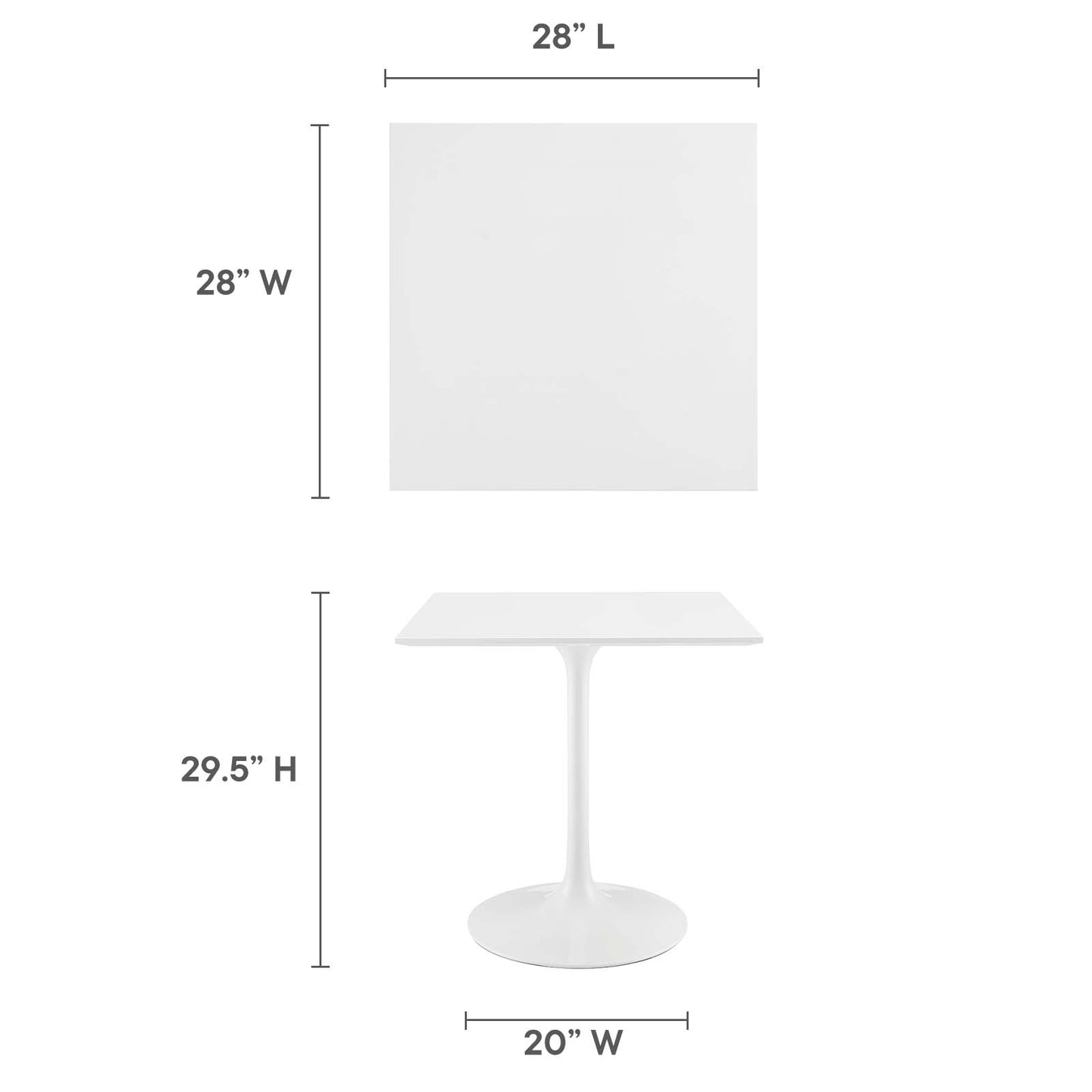 Modway Lippa 28" Square Wood Top Dining Table - EEI-1123 | Dining Tables | Modishstore - 12