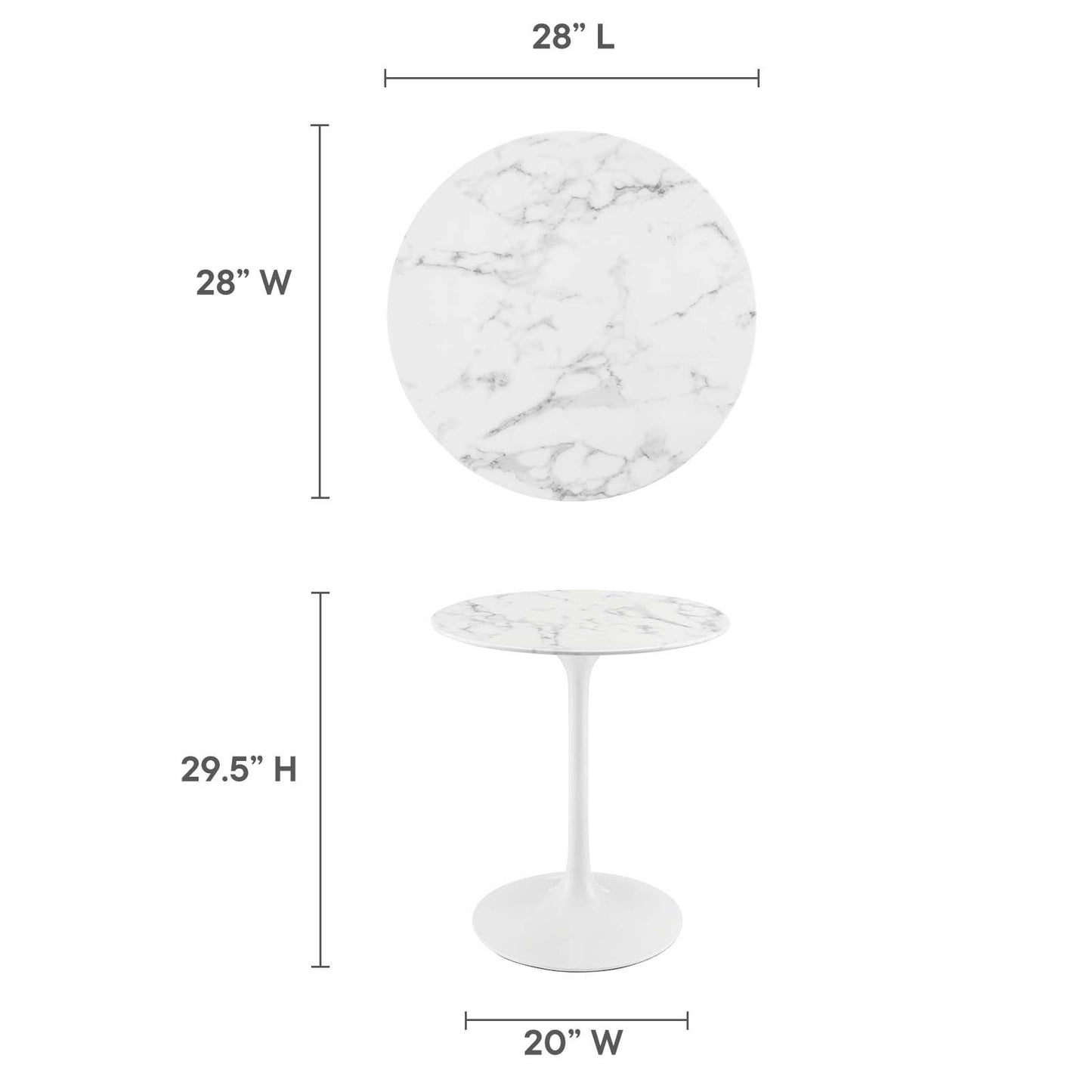 Modway Lippa 28" Round Artificial Marble Dining Table - EEI-1128 | Dining Tables | Modishstore - 11