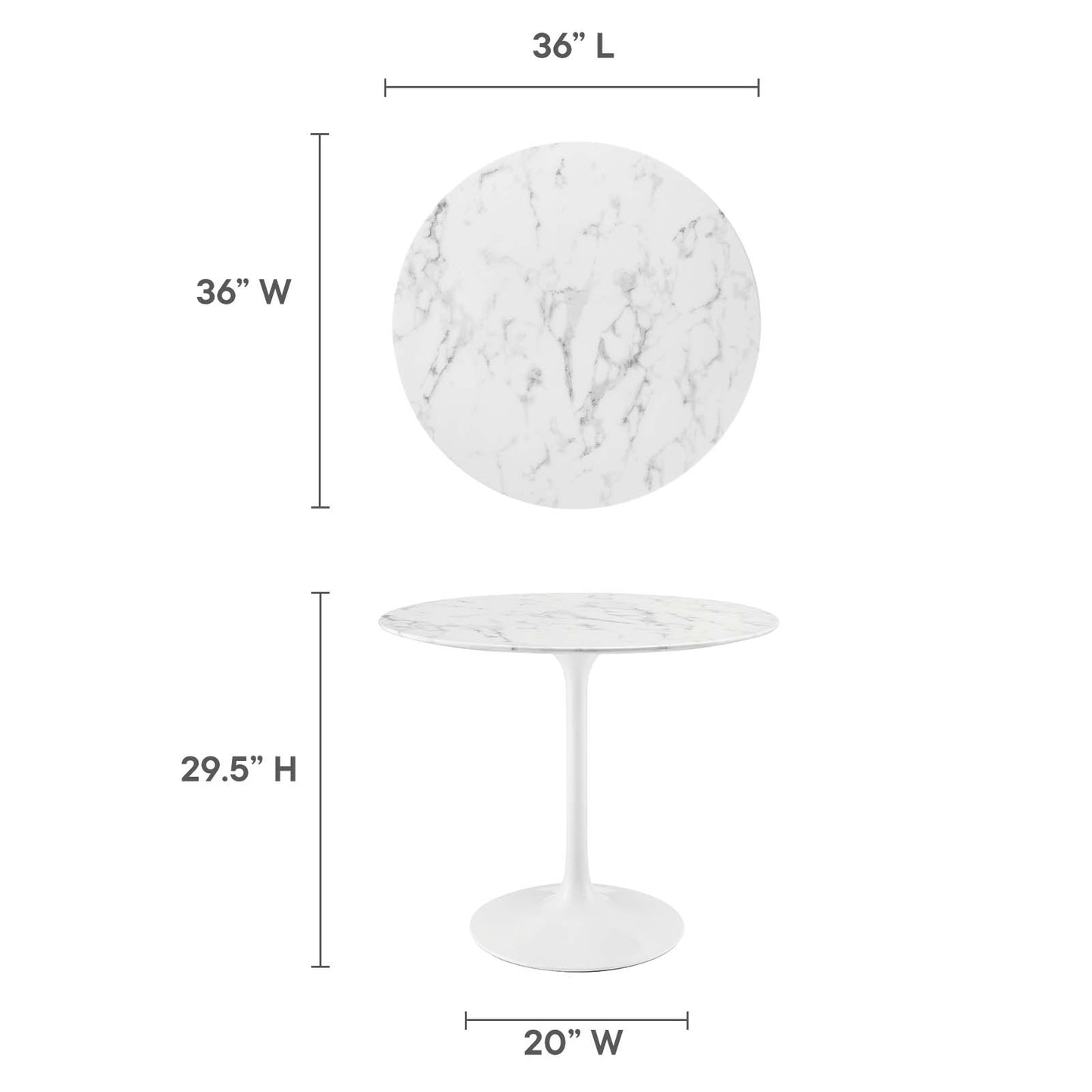 Modway Lippa 36" Round Artificial Marble Dining Table - EEI-1129 | Dining Tables | Modishstore - 11