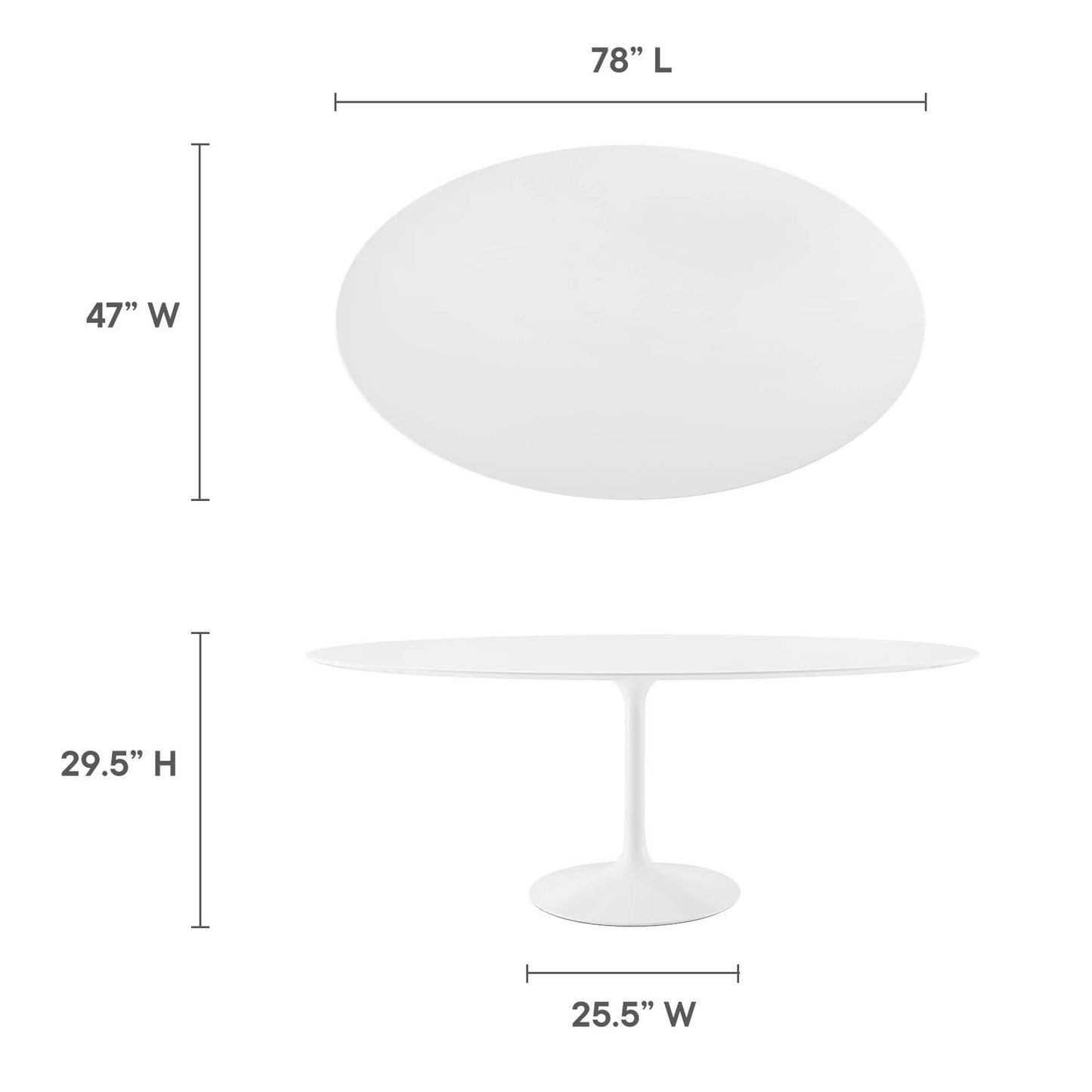 Modway Lippa 78" Oval Wood Top Dining Table in White - EEI-1657 | Dining Tables | Modishstore - 10