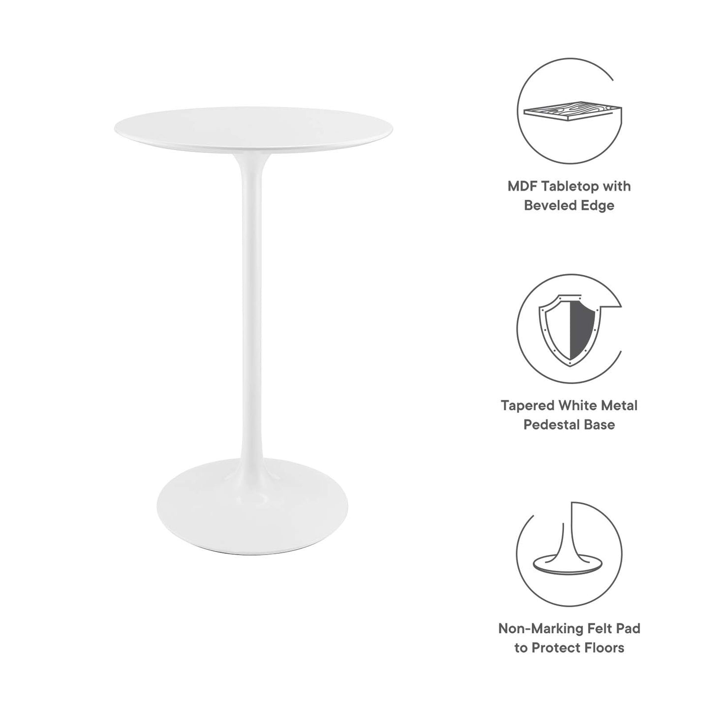 Modway Lippa 28" Round Wood Bar Table - EEI-1825 | Bar Tables | Modishstore - 6