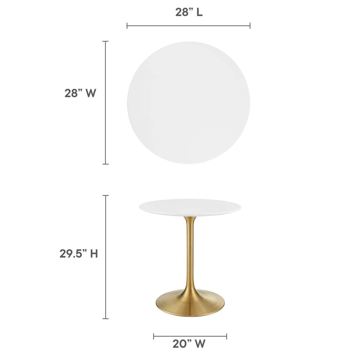 Modway Lippa 28" Round Dining Table In Gold White - EEI-3208 - EEI-3208 | Dining Tables | Modishstore - 11