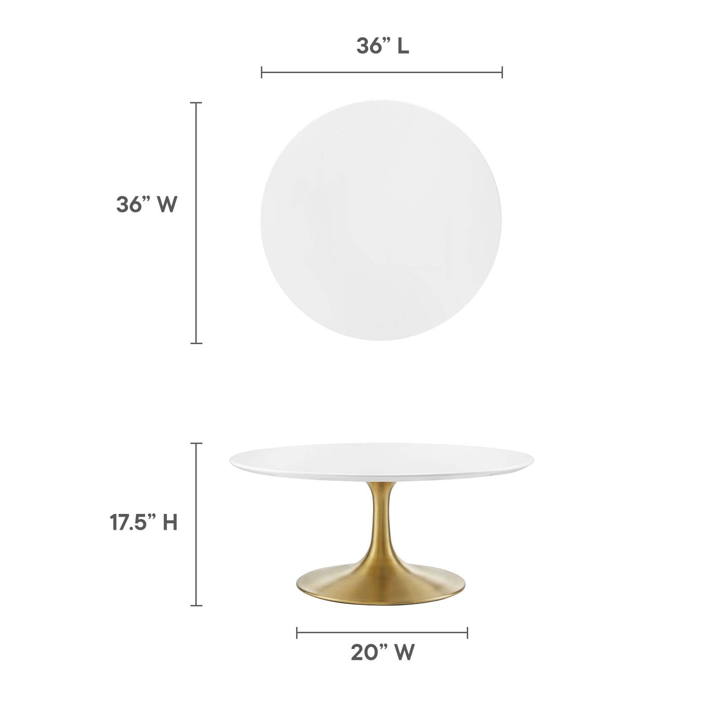 Modway Lippa 36" Coffee Table In Gold White - EEI-3250 | Coffee Tables | Modishstore - 11