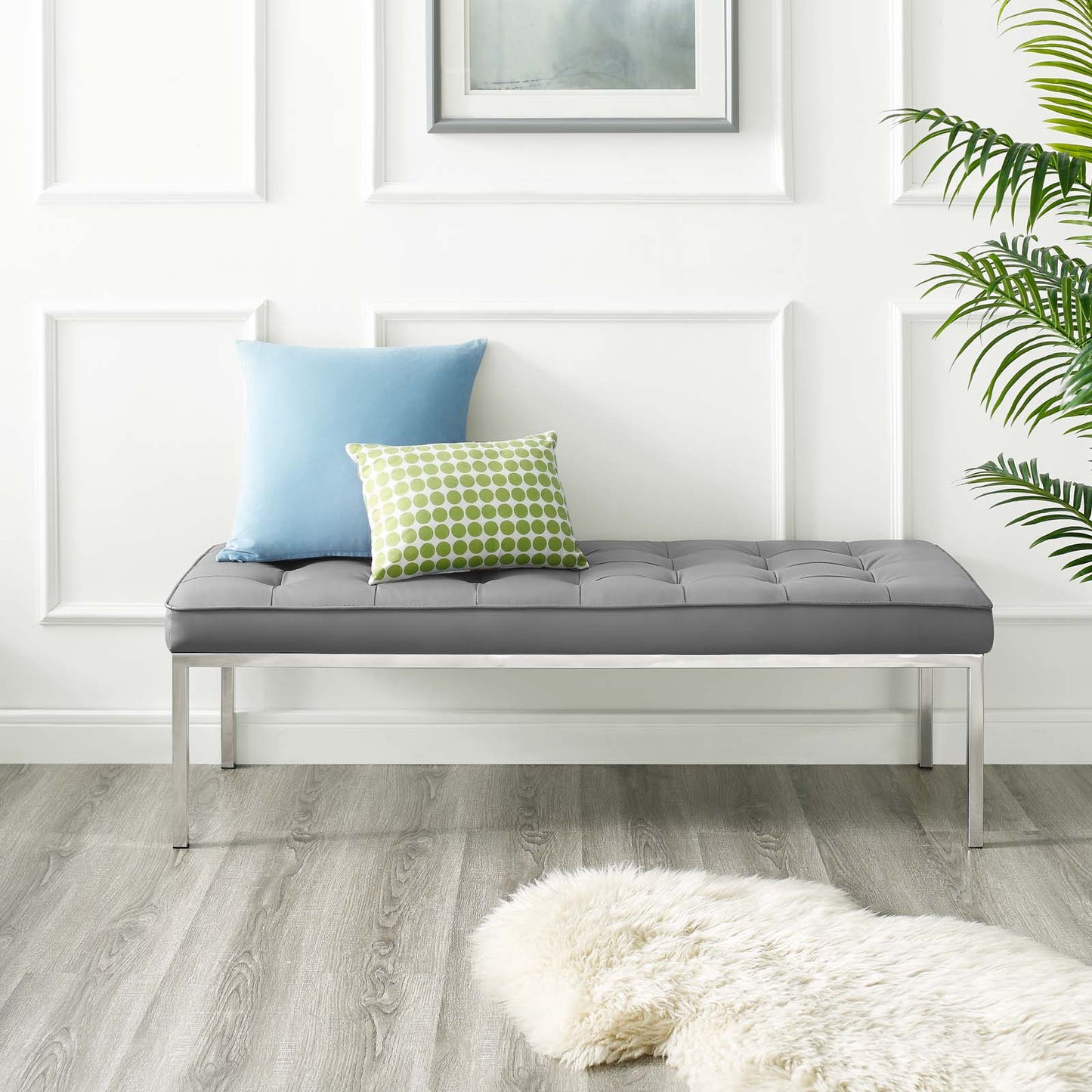Modway Loft Tufted Button Large Upholstered Faux Leather Bench - EEI-3397 | Benches | Modishstore - 17