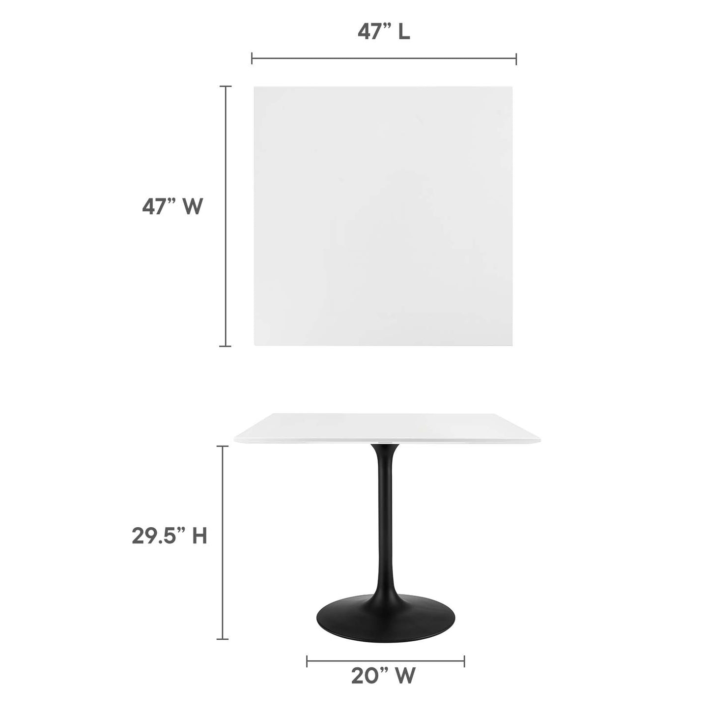 Modway Lippa 36" Square Wood Top Dining Table in White - EEI-3514 | Dining Tables | Modishstore - 10