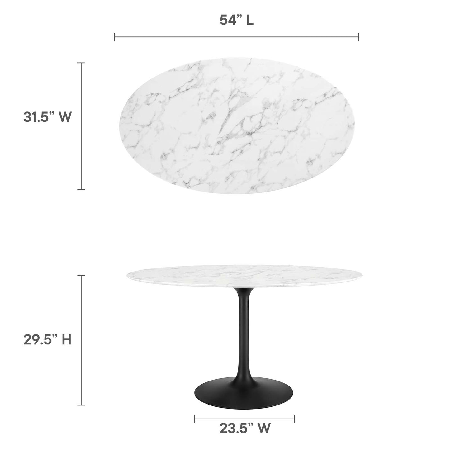 Modway Lippa 54" Oval Artificial Marble Dining Table - EEI-3530 | Dining Tables | Modishstore - 10