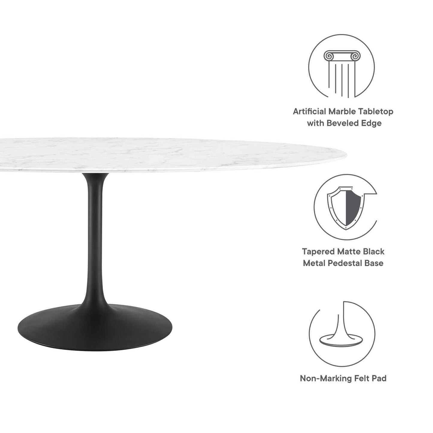 Modway Lippa 78" Oval Artificial Marble Dining Table - EEI-3542