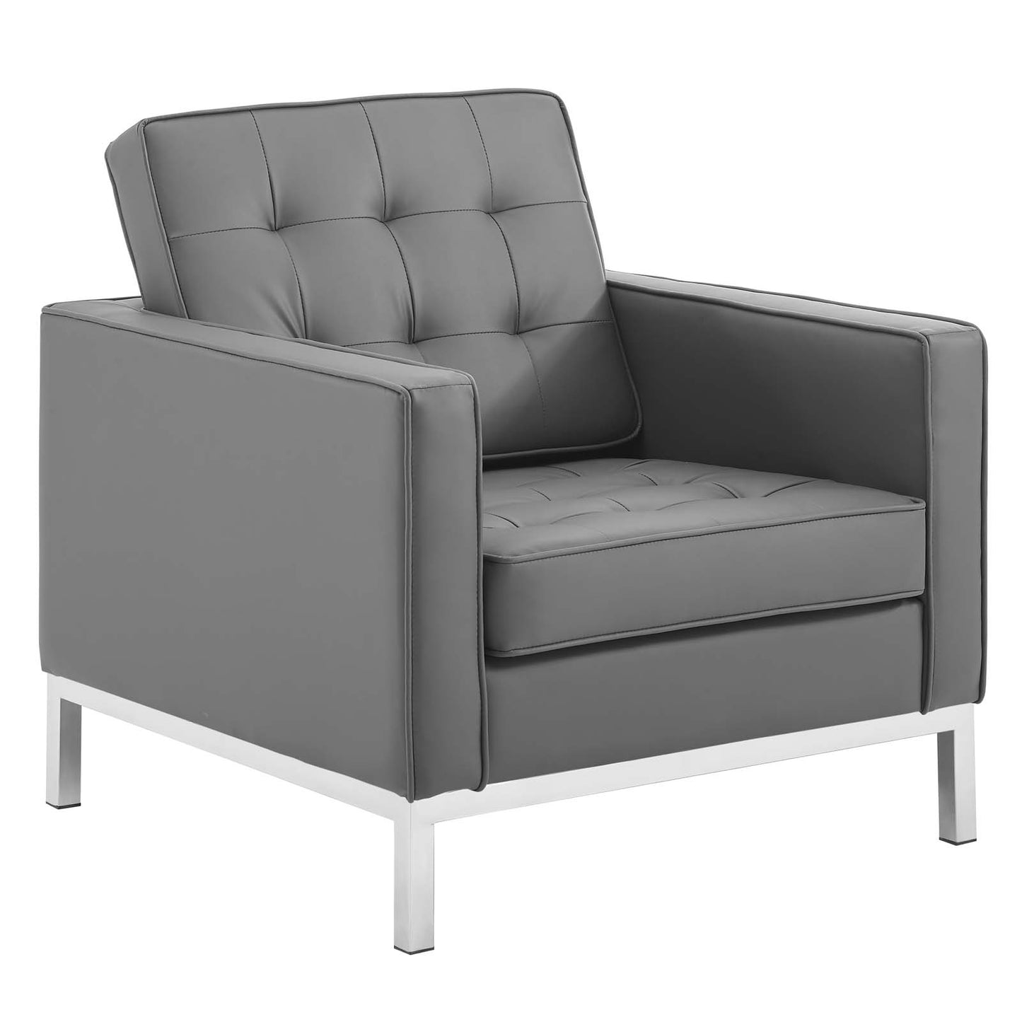 Modway Loft Tufted Upholstered Faux Leather Sofa and Armchair Set - EEI-4104 | Sofa Set | Modishstore - 15