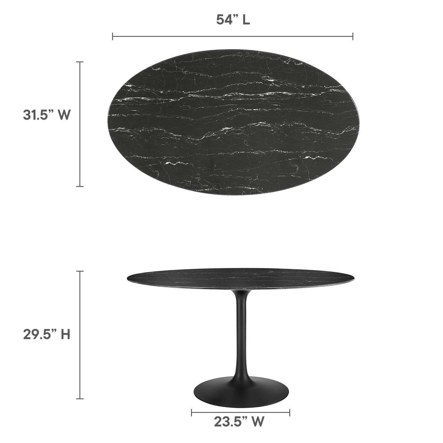 Lippa 54" Artificial Marble Oval Dining Table By Modway - EEI-4880 | Dining Tables | Modishstore - 12
