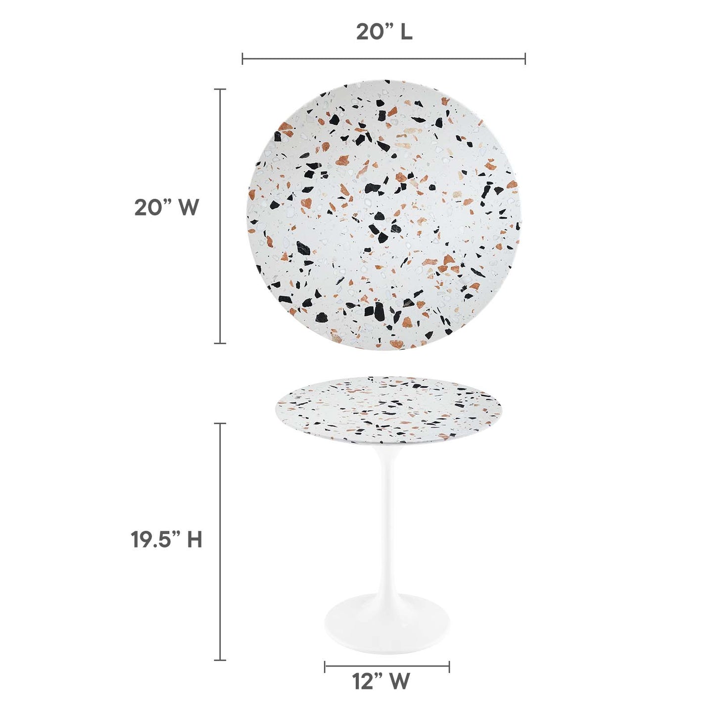 Lippa 20" Round Terrazzo Side Table By Modway - EEI-5682 | Side Tables | Modishstore - 13