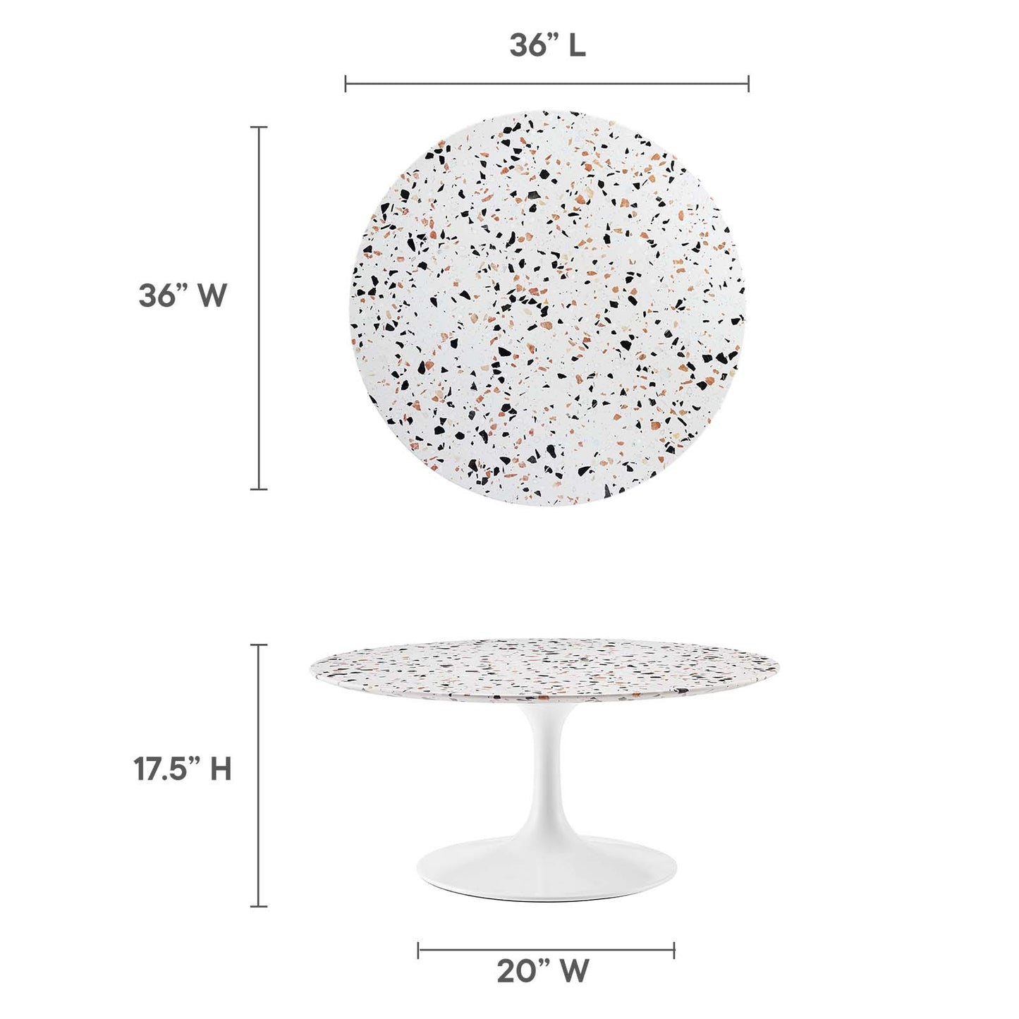Lippa 36" Round Terrazzo Coffee Table By Modway - EEI-5719 | Coffee Tables | Modishstore - 13