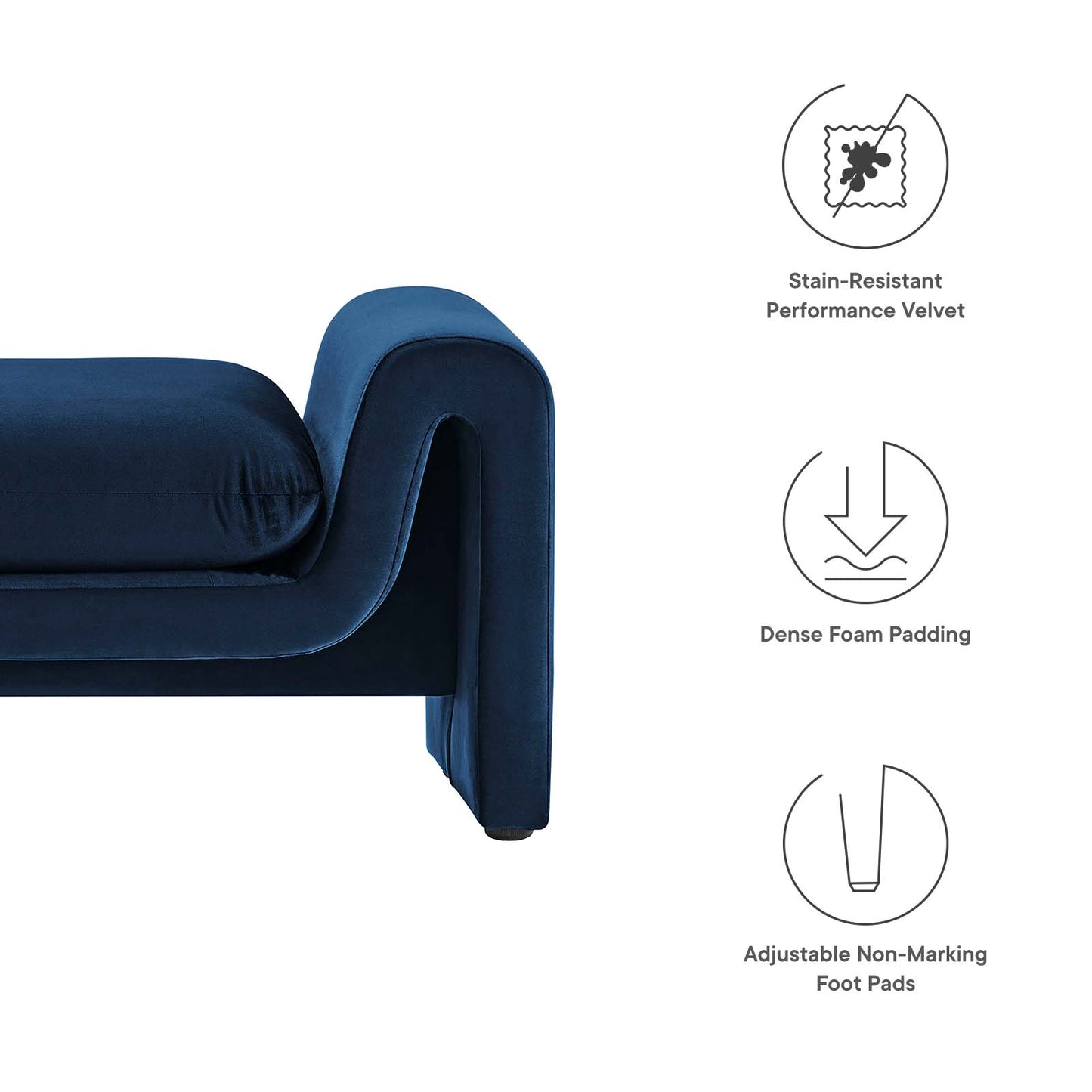 Waverly Performance Velvet Bench By Modway - EEI-6380 | Benches | Modishstore - 33