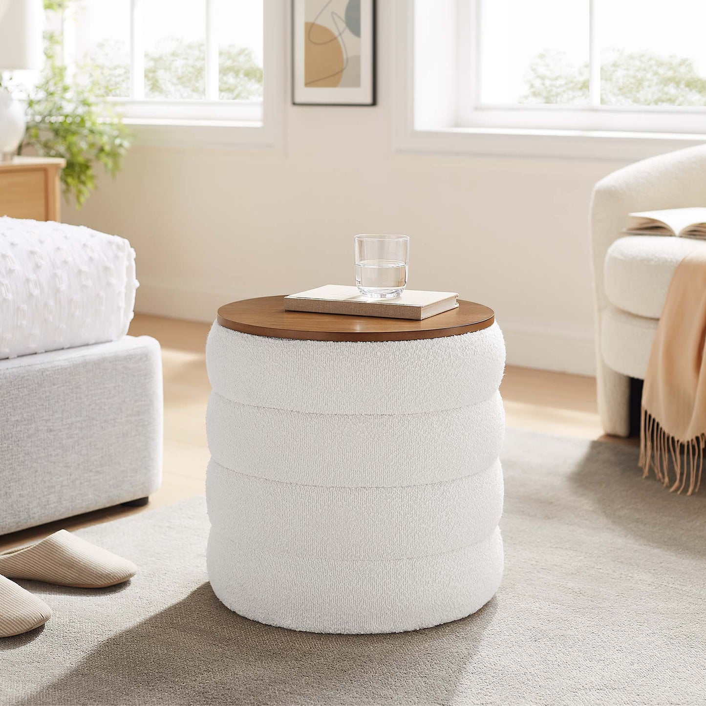 Mezzo Round Boucle Fabric Storage Ottoman by Modway | Ottomans | Modishstore - 9