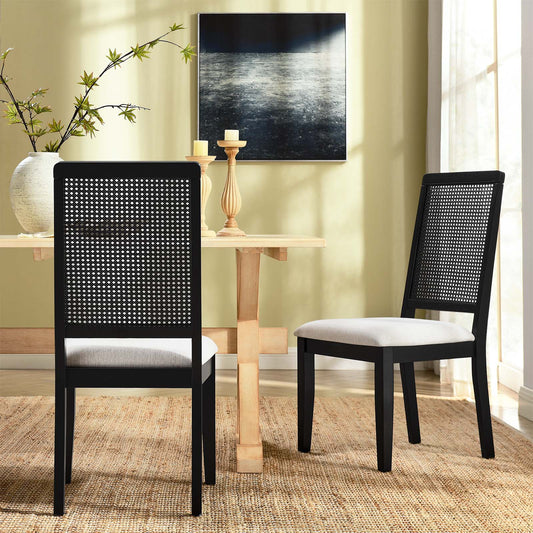 Arlo Faux Rattan and Wood Dining Side Chairs - Set of 2 By Modway - EEI-6803 | Dining Chairs | Modishstore