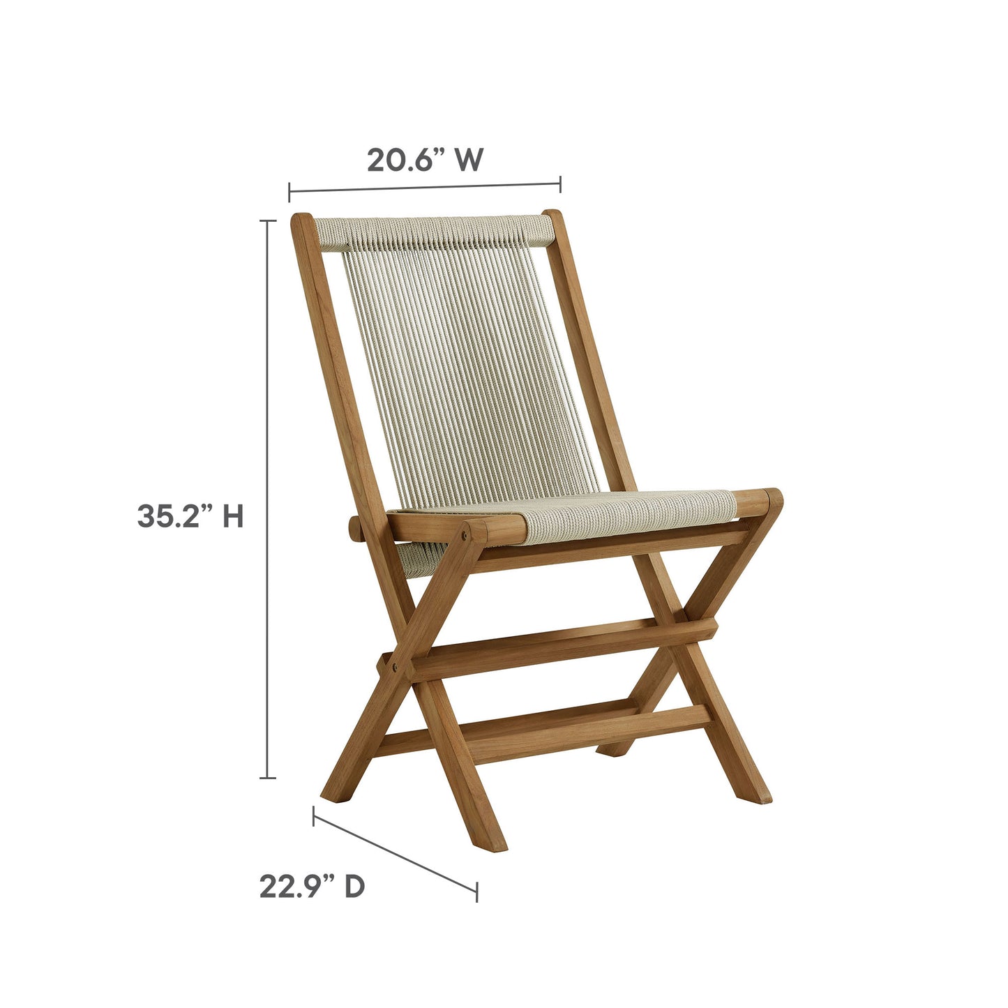 Vienna Outdoor Patio Teak and Rope Folding Chairs Set of 4 by Modway | Outdoor Chairs | Modishstore - 22
