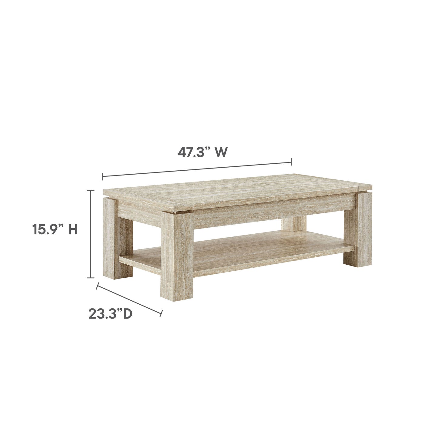 Hollis Travertine Coffee Table by Modway | Coffee Tables | Modishstore - 8