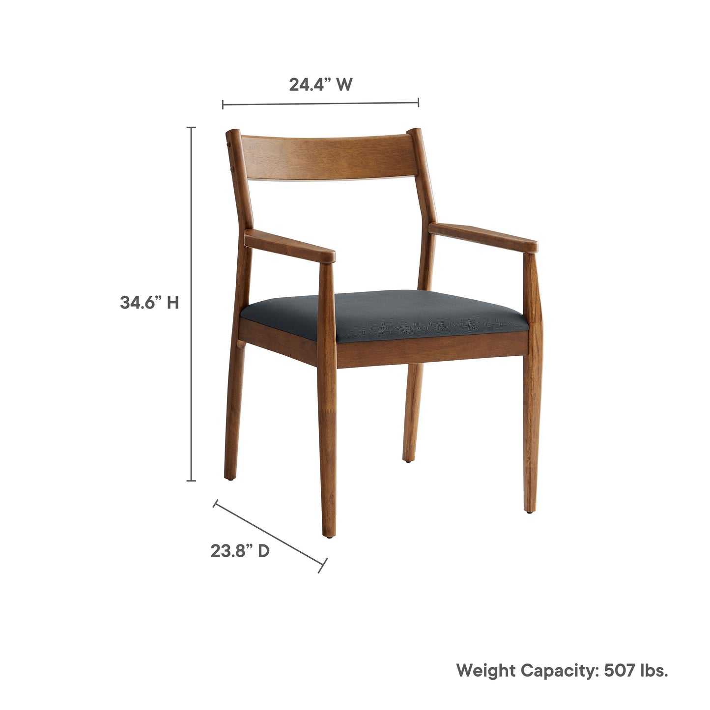 Solara Vegan Leather Wood Dining Armchairs Set of 2 by Modway | Dining Chairs | Modishstore - 10