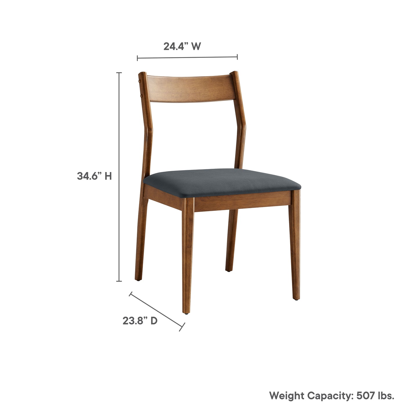 Solara Vegan Leather Wood Dining Side Chairs Set of 2 by Modway | Dining Chairs | Modishstore - 10