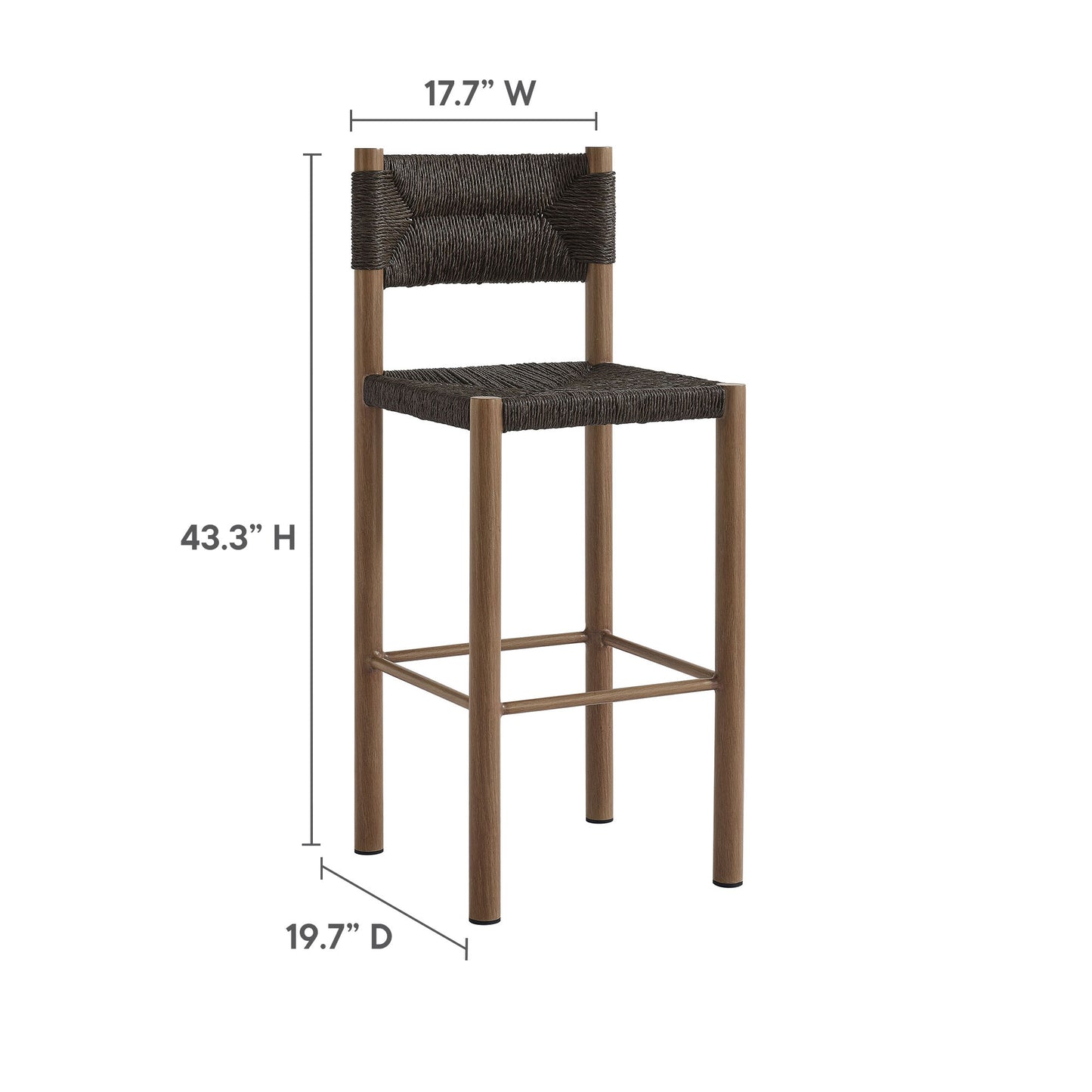 Parkland Outdoor Patio Rattan and Aluminum Bar Stools Set of 2 by Modway | Bar Stools | Modishstore - 21