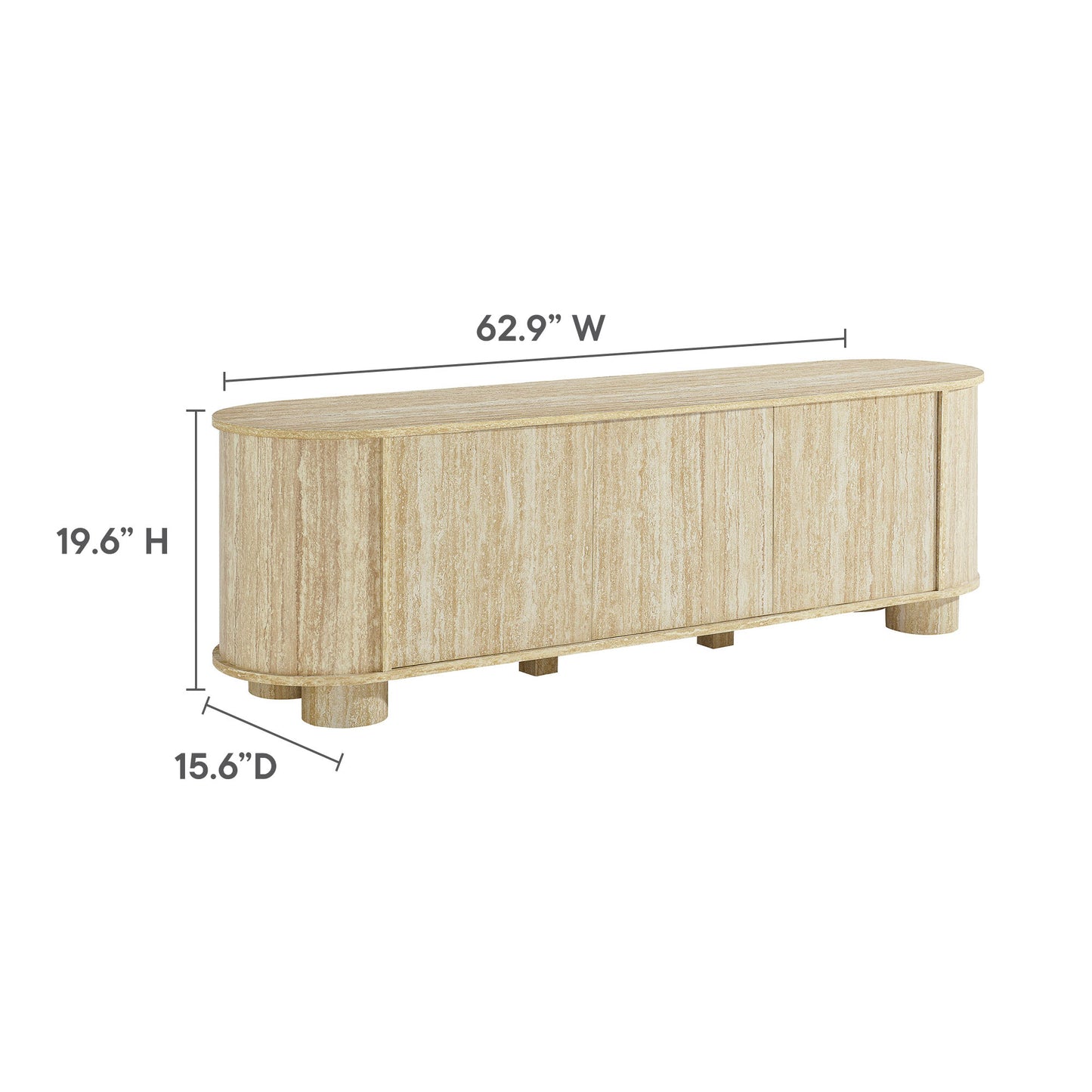 Overture 63Ó Oval Faux Travertine TV Stand by Modway | Tv Stands | Modishstore - 9