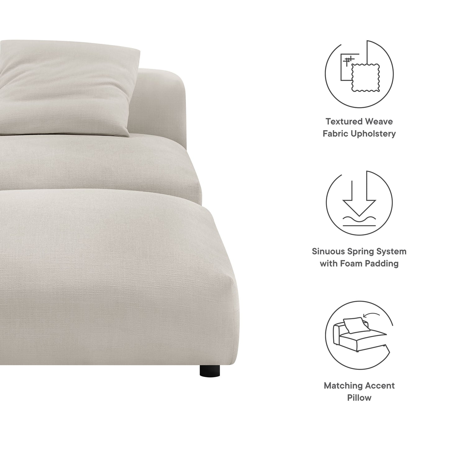 Solace Modular Upholstered Fabric Armless Chair and Ottoman Set by Modway | Sofa Set | Modishstore - 15