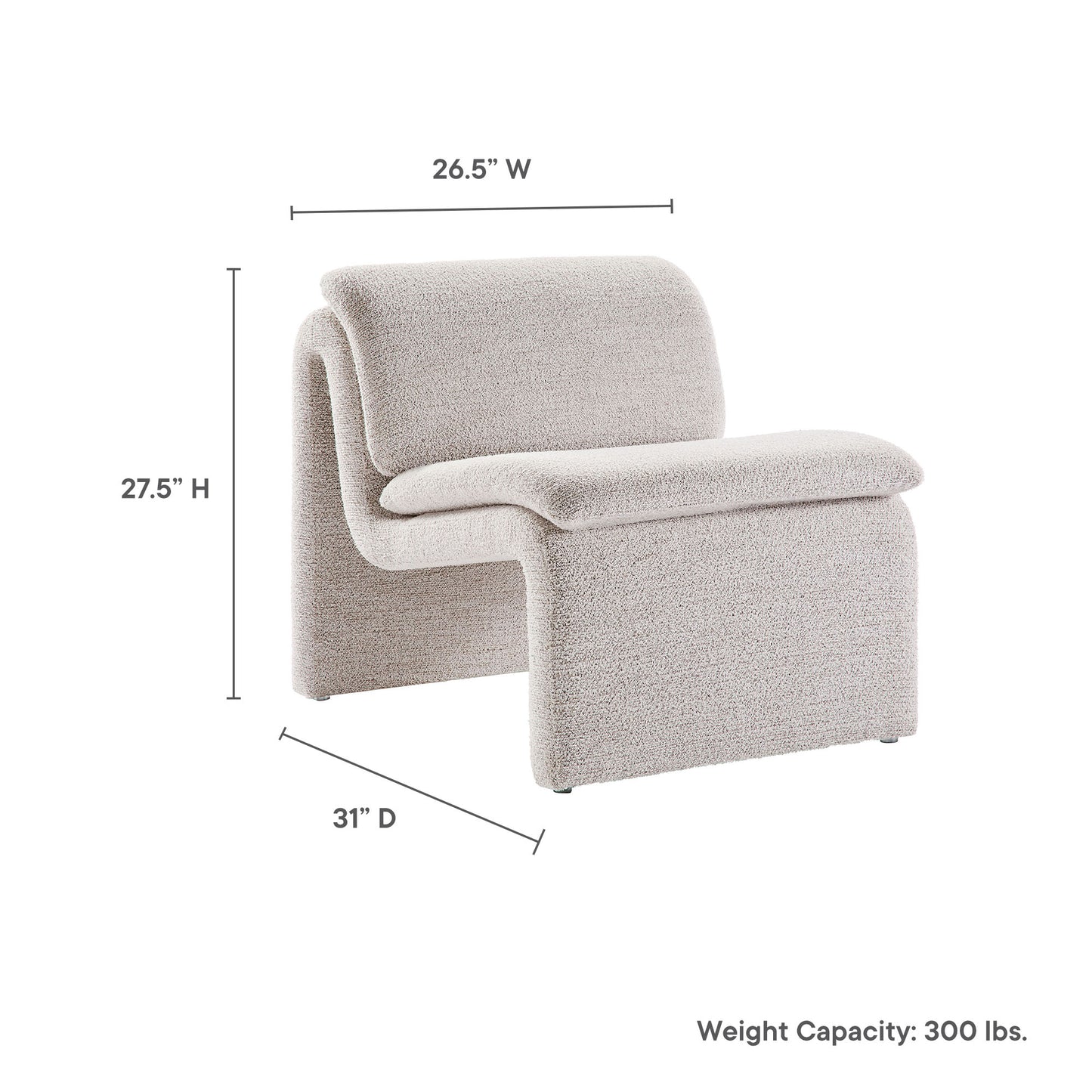 Dune Boucle Upholstered Armless Accent Chair by Modway | Accent Chairs | Modishstore - 27